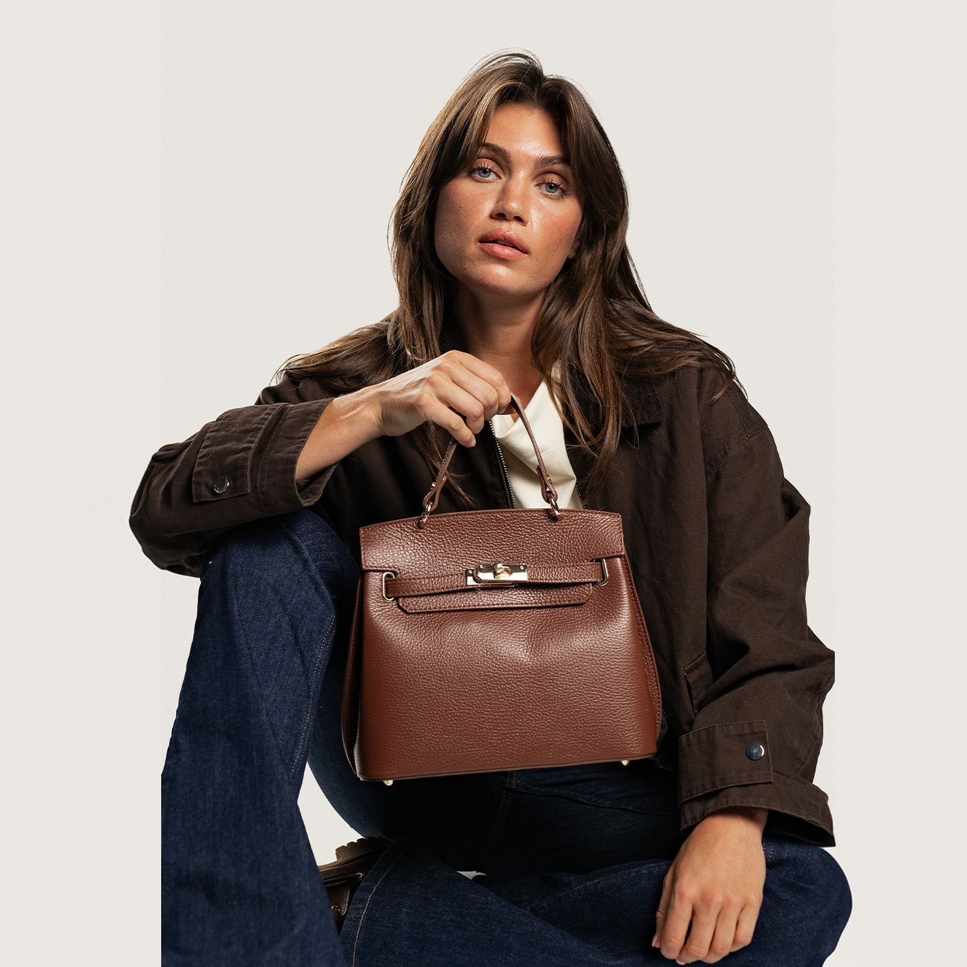 Leather bag "rivoli" chocolate