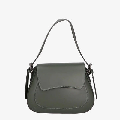 Leather bag with 2 shoulder straps "Milan", Dark green