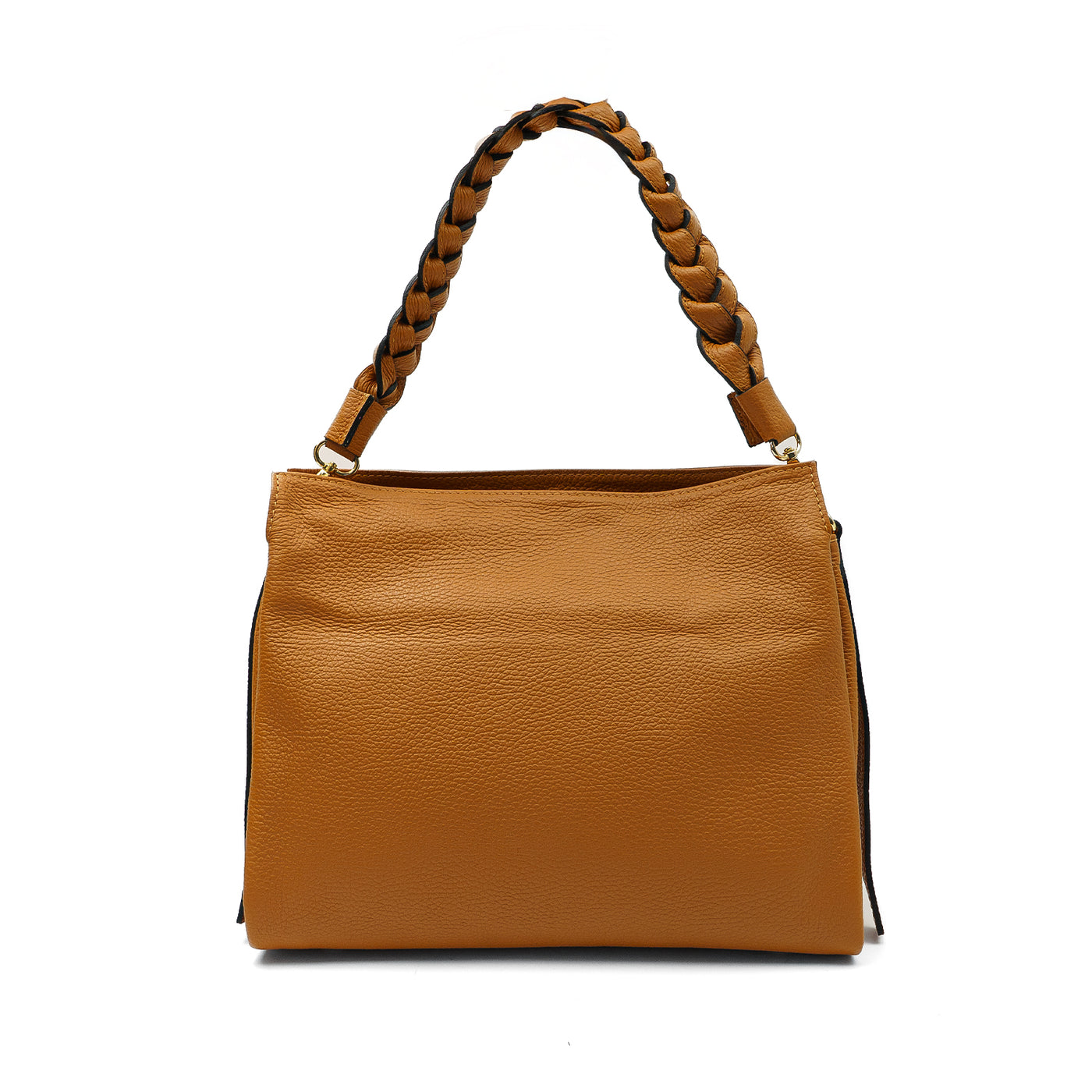 Leather bag with braid "Alessandria" Light brown