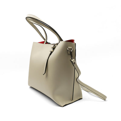 Large shopping bag in genuine leather "Venice", Beige