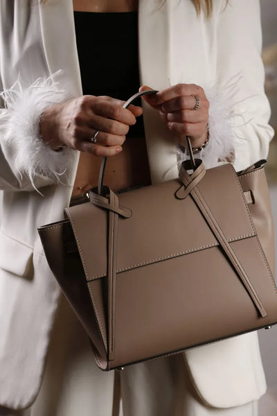 Leather bag "Arezzo", dark beige