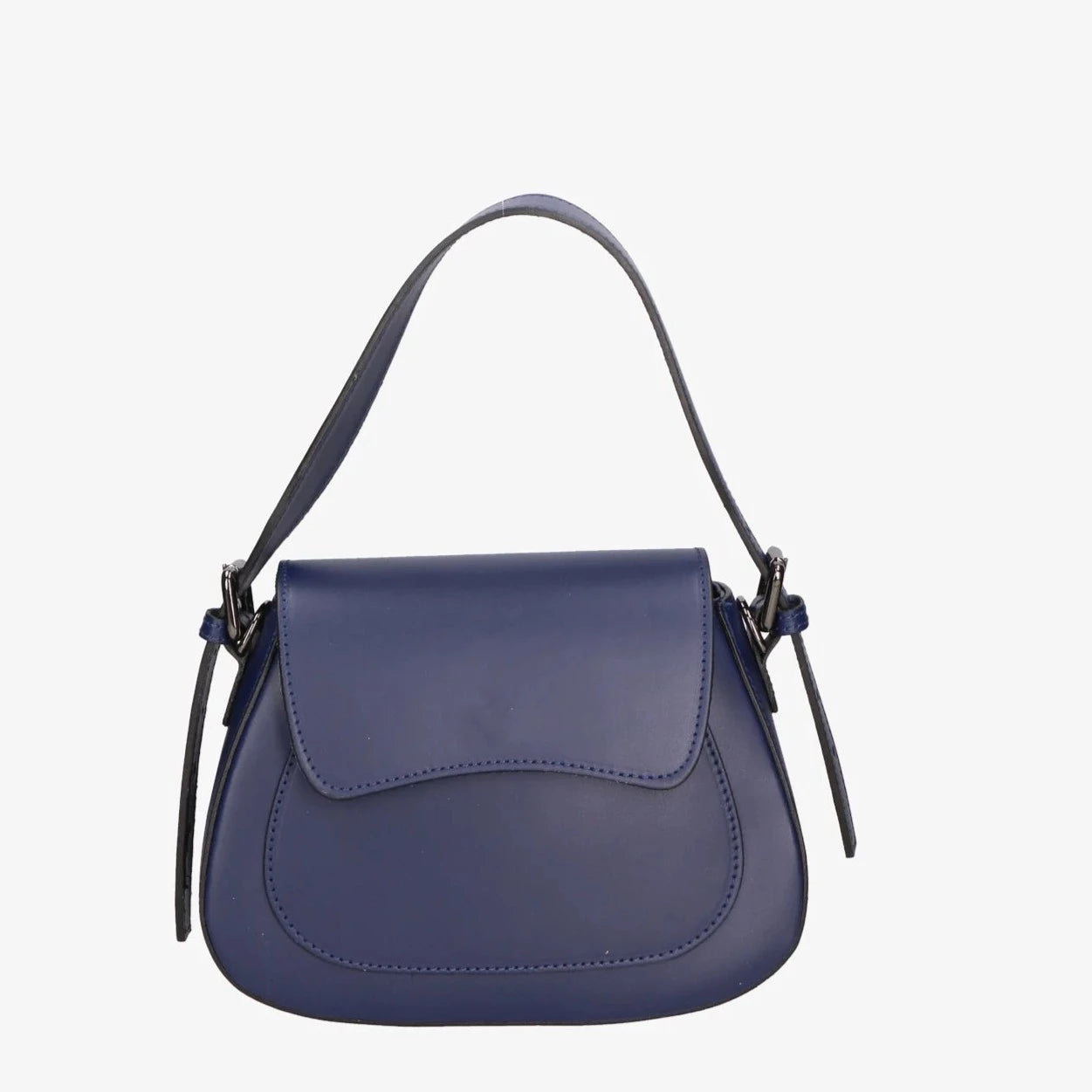 Leather bag with 2 shoulder straps "Milan", Dark blue