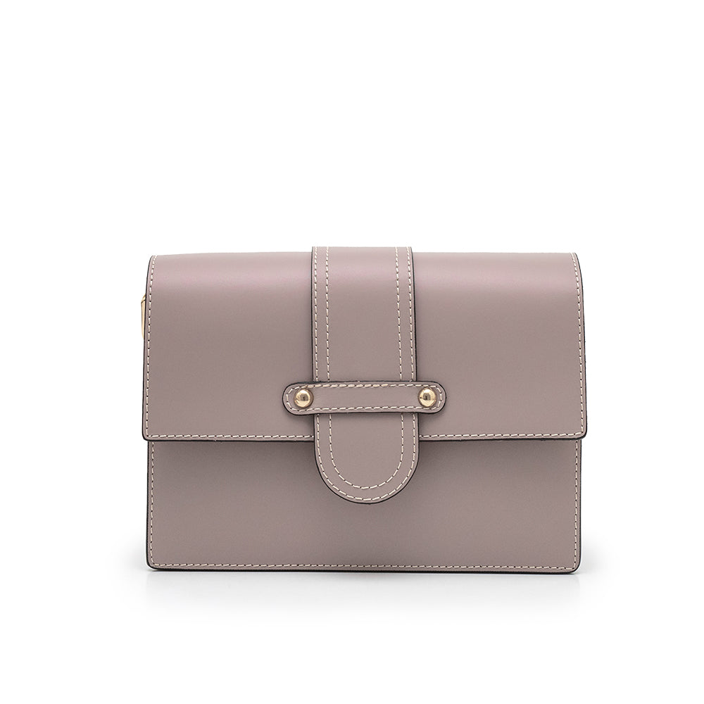Leather bag with 2 shoulder straps "Atri", Taupe