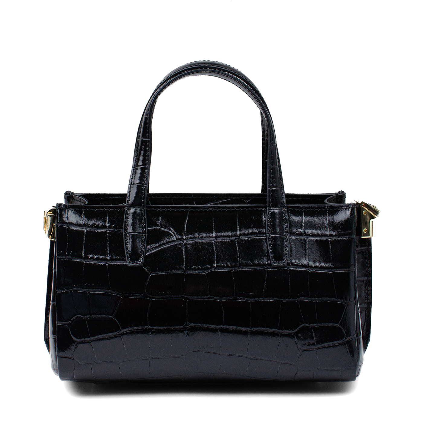 Väska "Ancona" i croco, Svart