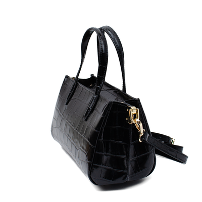 Väska "Ancona" i croco, Svart
