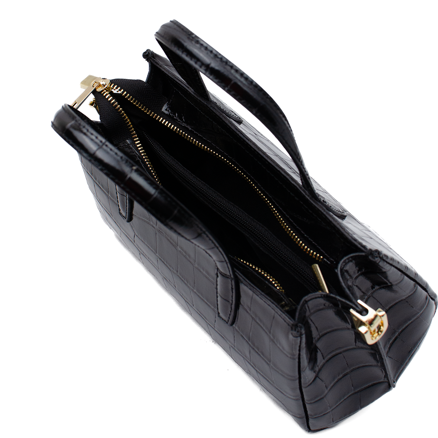 Väska "Ancona" i croco, Svart