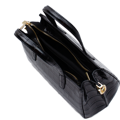 Väska "Ancona" i croco, Svart