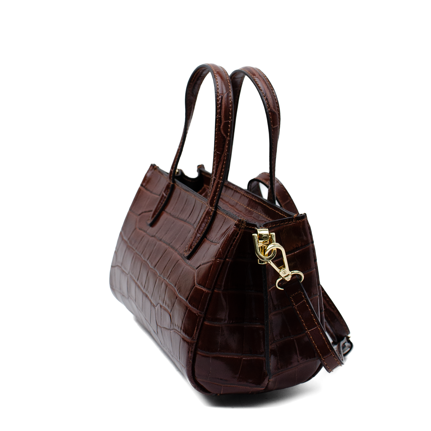 Väska "Ancona" i croco, Chocolate