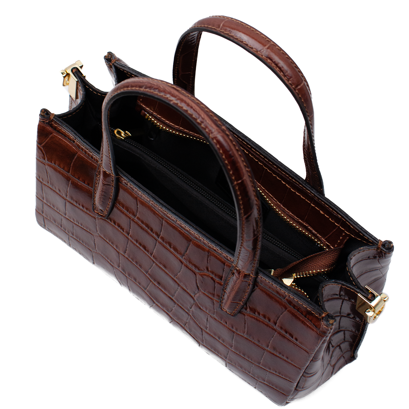 Väska "Ancona" i croco, Chocolate