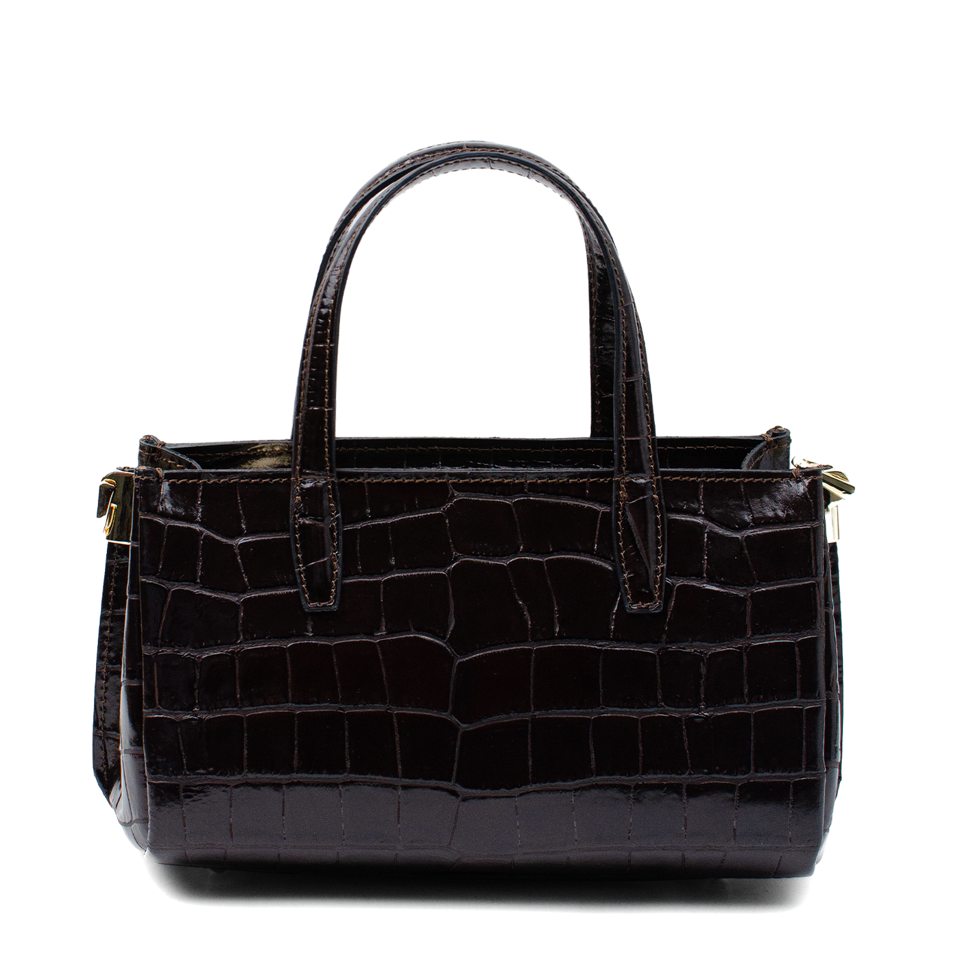 Väska "Ancona" i croco, Mörkbrun