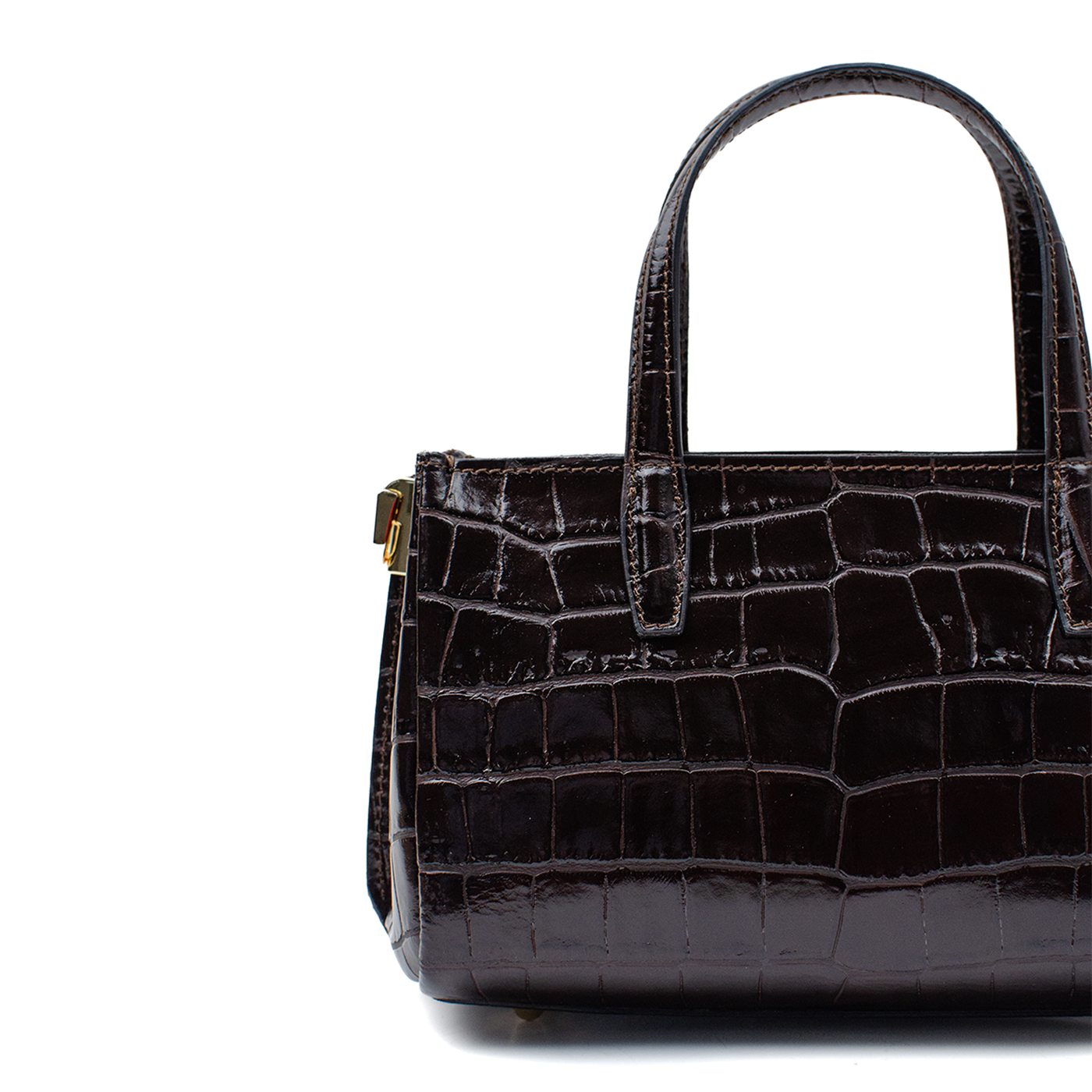 Väska "Ancona" i croco, Mörkbrun