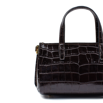 Väska "Ancona" i croco, Mörkbrun