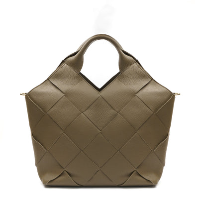 Braided leather bag "Anna", Taupe