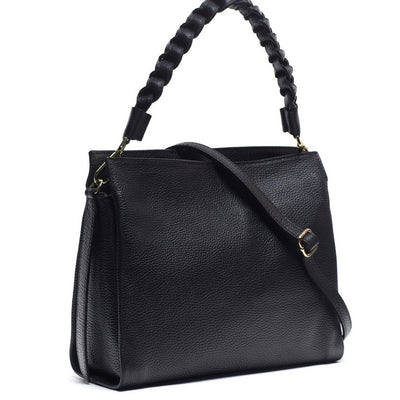 Leather bag with braid "Alessandria" Black