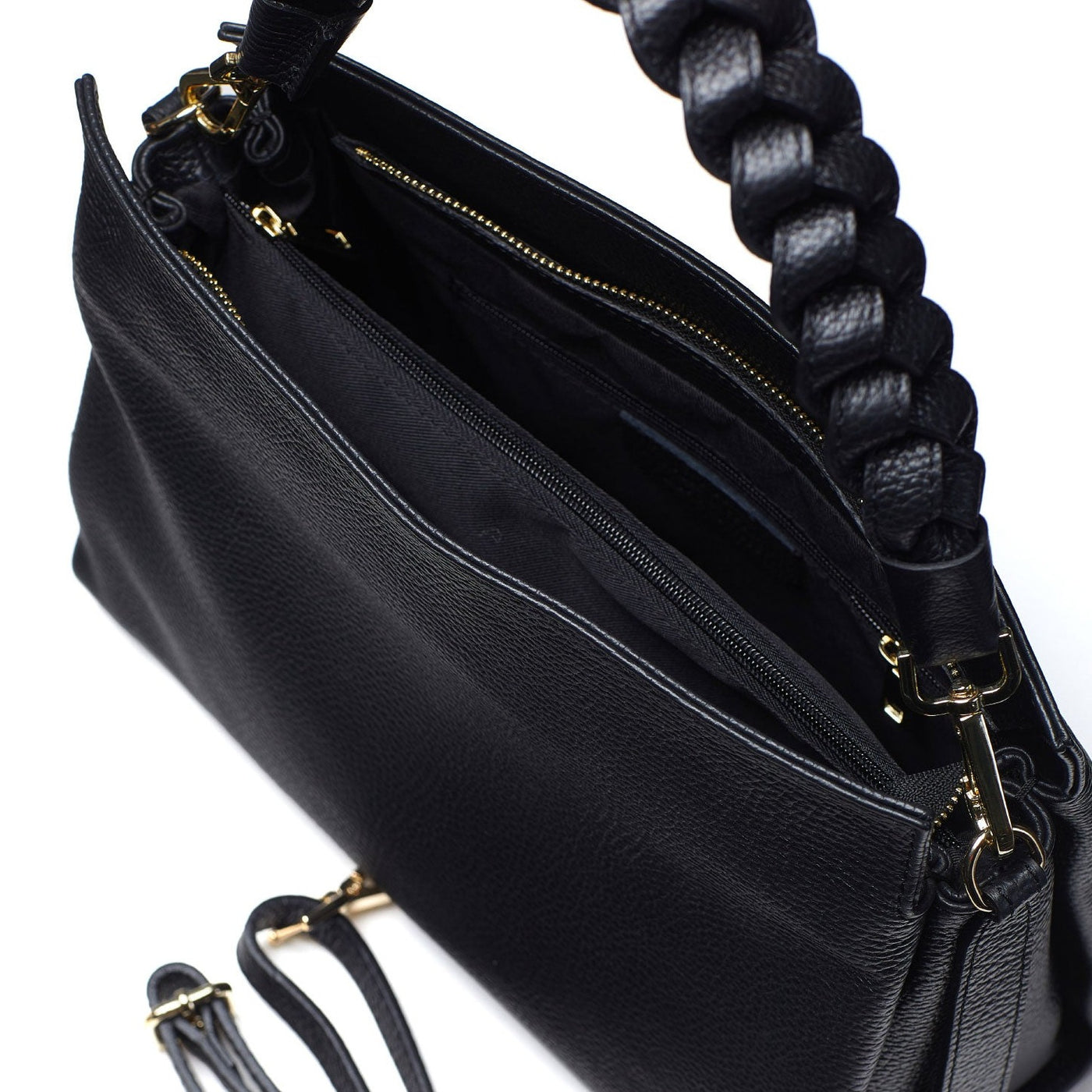 Leather bag with braid "Alessandria"