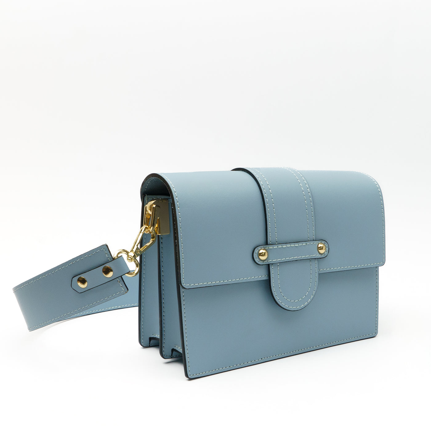 Läderväska med 2 axelremmar "Atri", Ljusblå