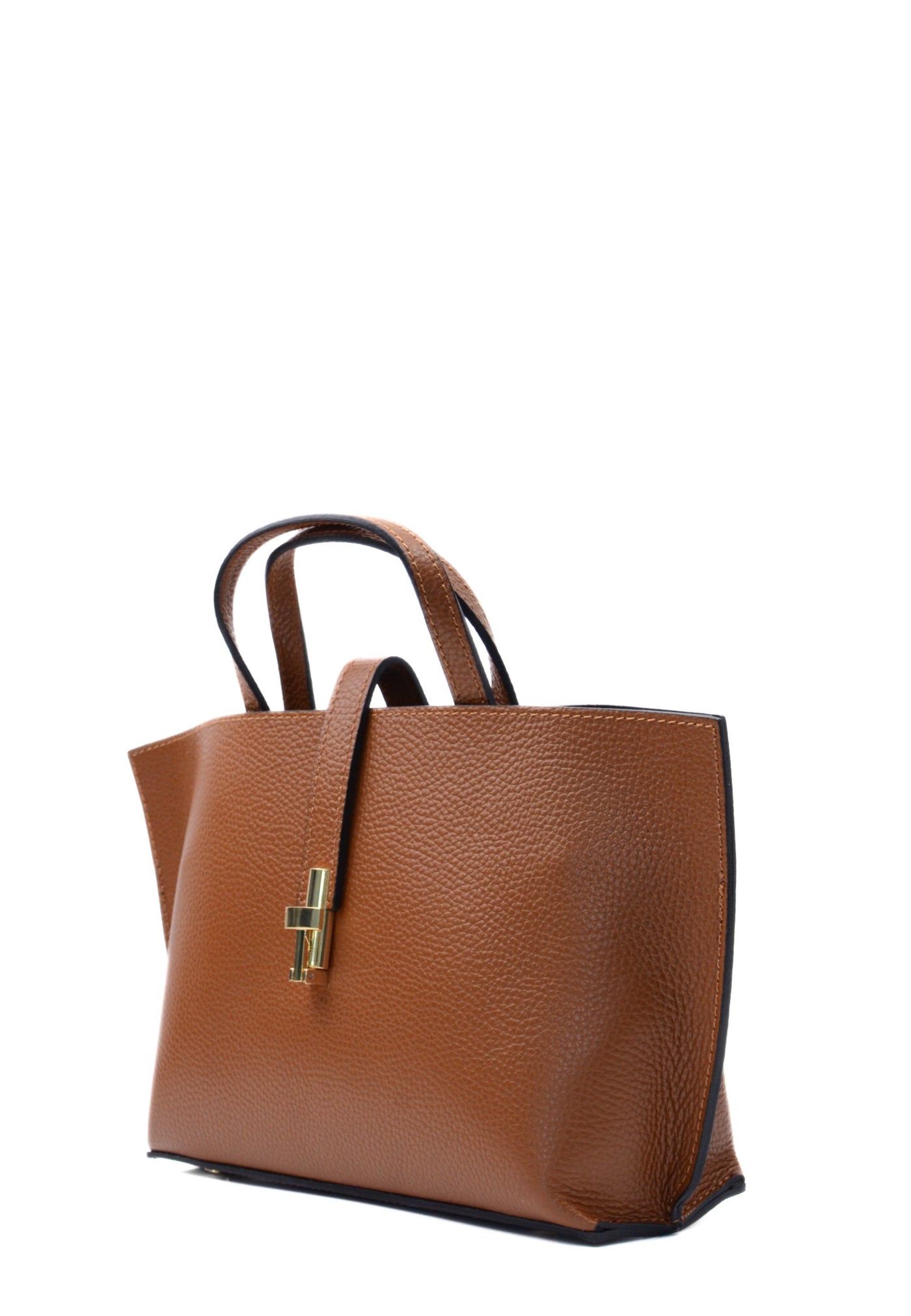 Bag in leather “aversa” camel