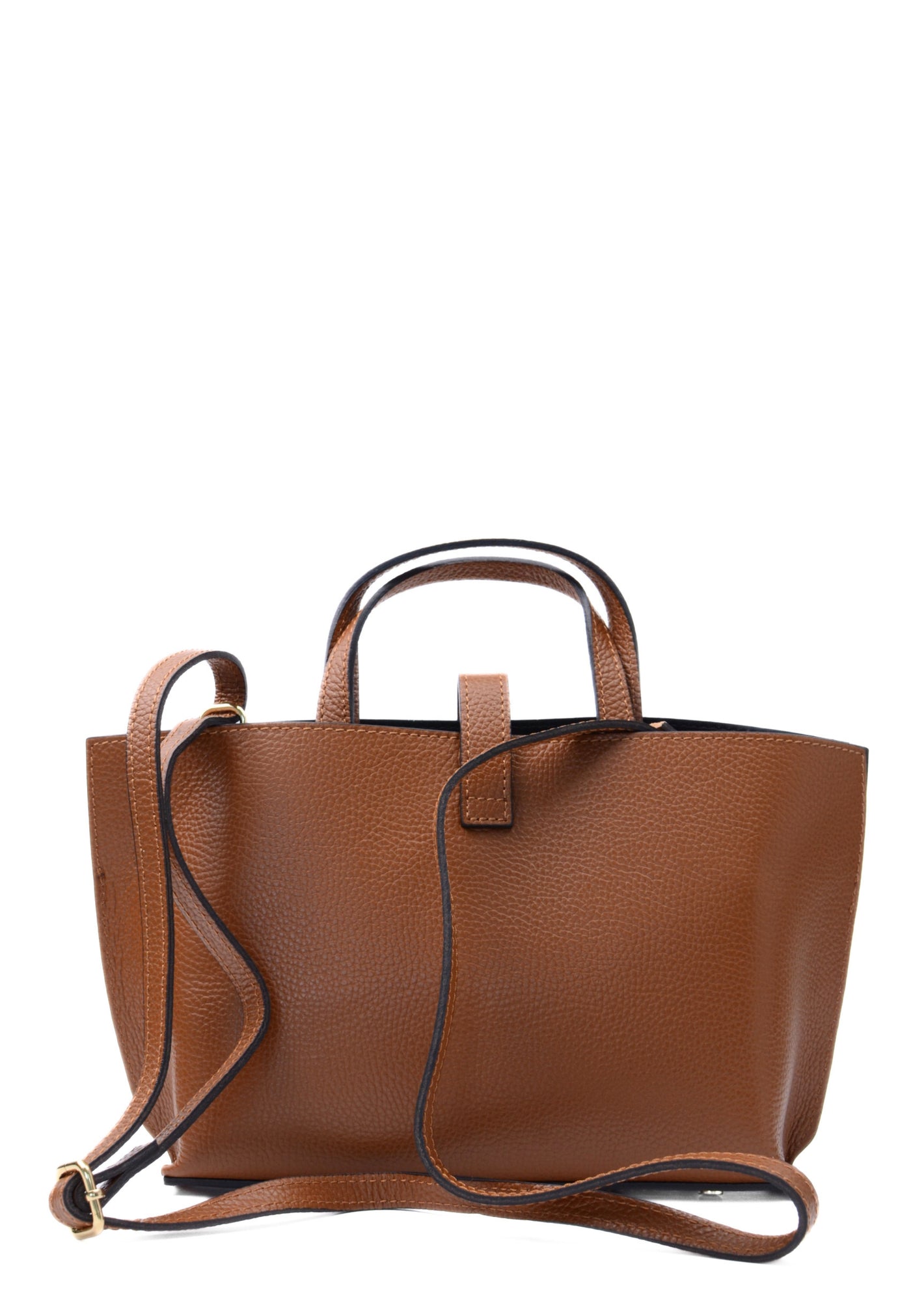 Bag in leather “aversa” camel