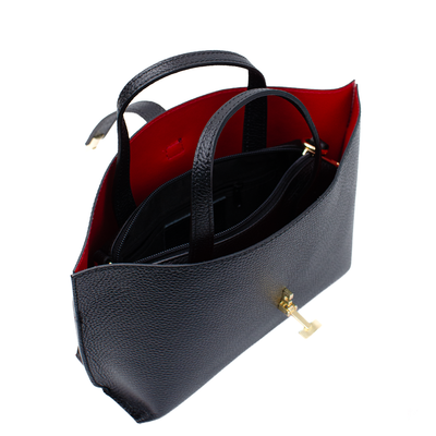 Väska i läder "Aversa" Svart