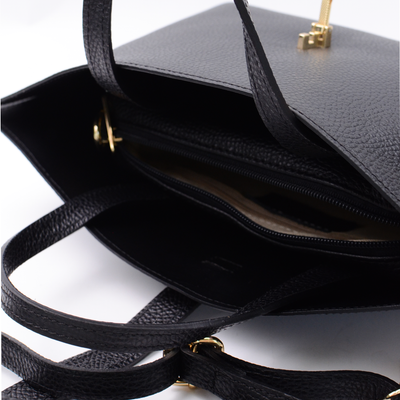 Väska i läder "Aversa" Svart