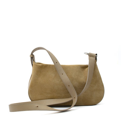 Bag "Catania" in genuine suede and leather, Light Taupe