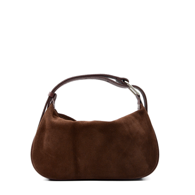 Bag "Catania" in genuine suede and leather, Dark brown