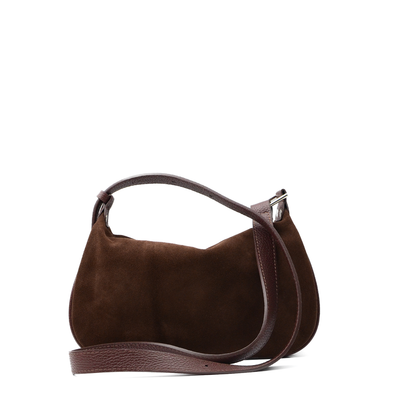 Bag "Catania" in genuine suede and leather, Dark brown