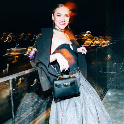 Skinnväska "Trento" i saffiano läder , Svart