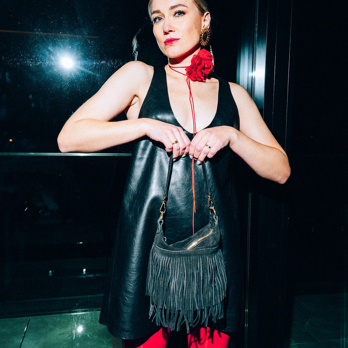 Väska i mocka "Cento" Svart