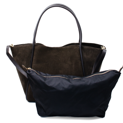 Shopping bag "Florence xl" dark brown suede