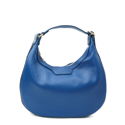 Hobo bag in genuine leather "Gela", Blue