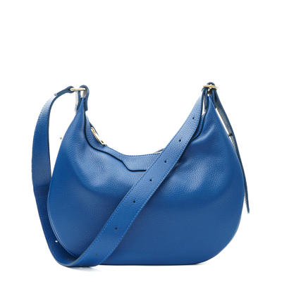 Hobo bag in genuine leather "Gela", Blue