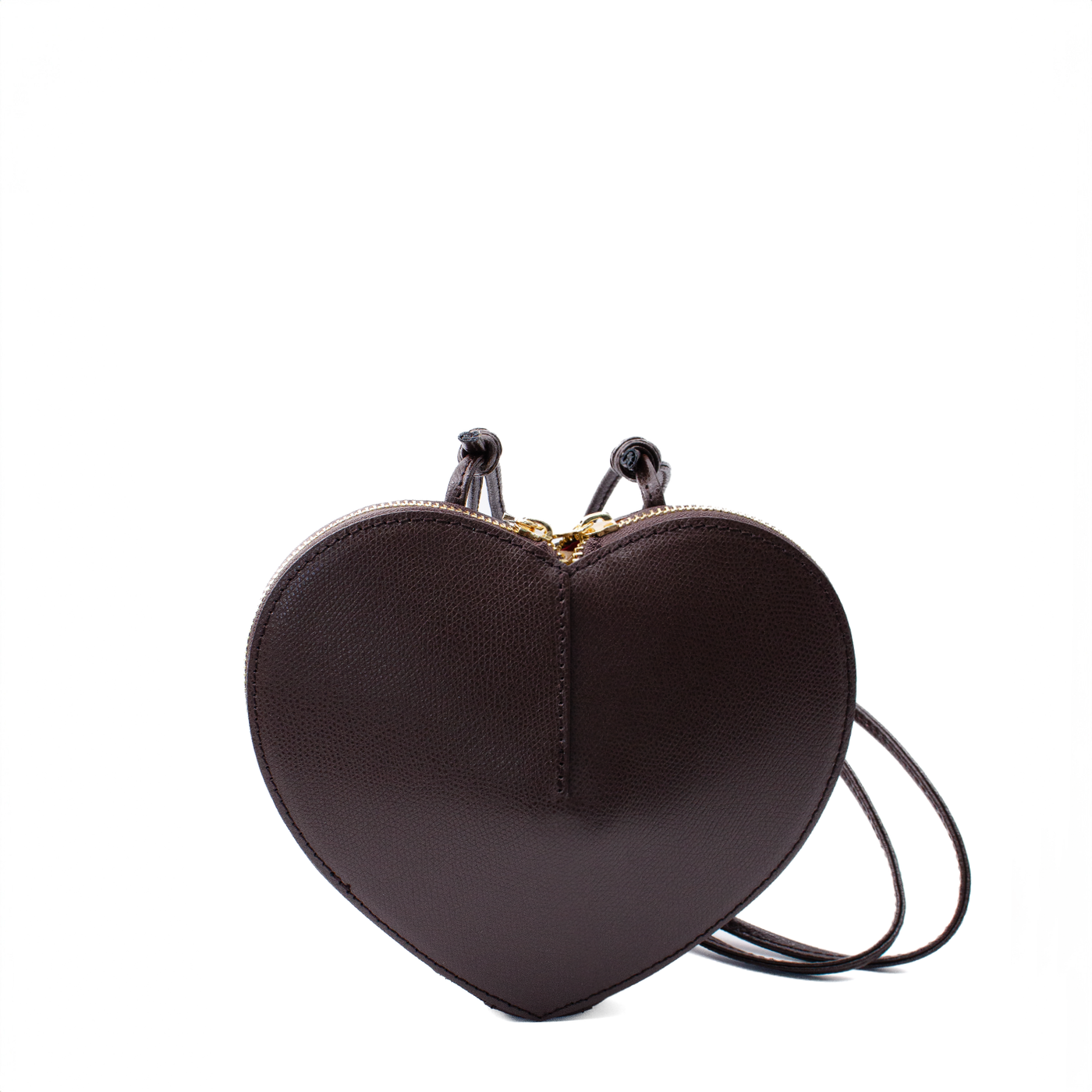 "Heart" bag i saffiano läder, Mörkbrun