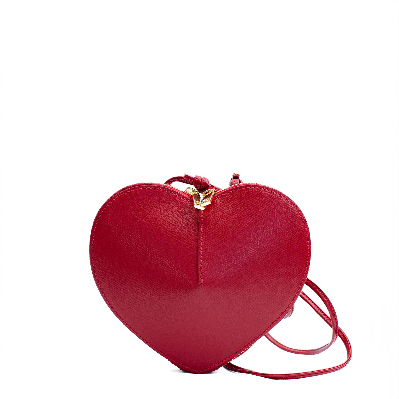"Heart" bag i saffiano läder, Mörkrod