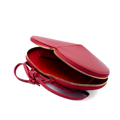 "Heart" bag i saffiano läder, Mörkrod