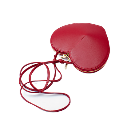 "Heart" bag i saffiano läder, Mörkrod