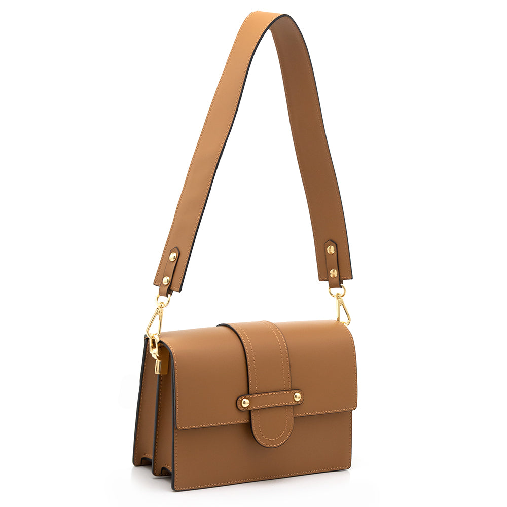 Leather bag with 2 shoulder straps "Atri", Brown
