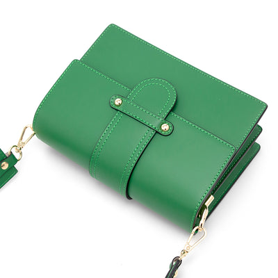 Leather bag with 2 shoulder straps "Atri", Green