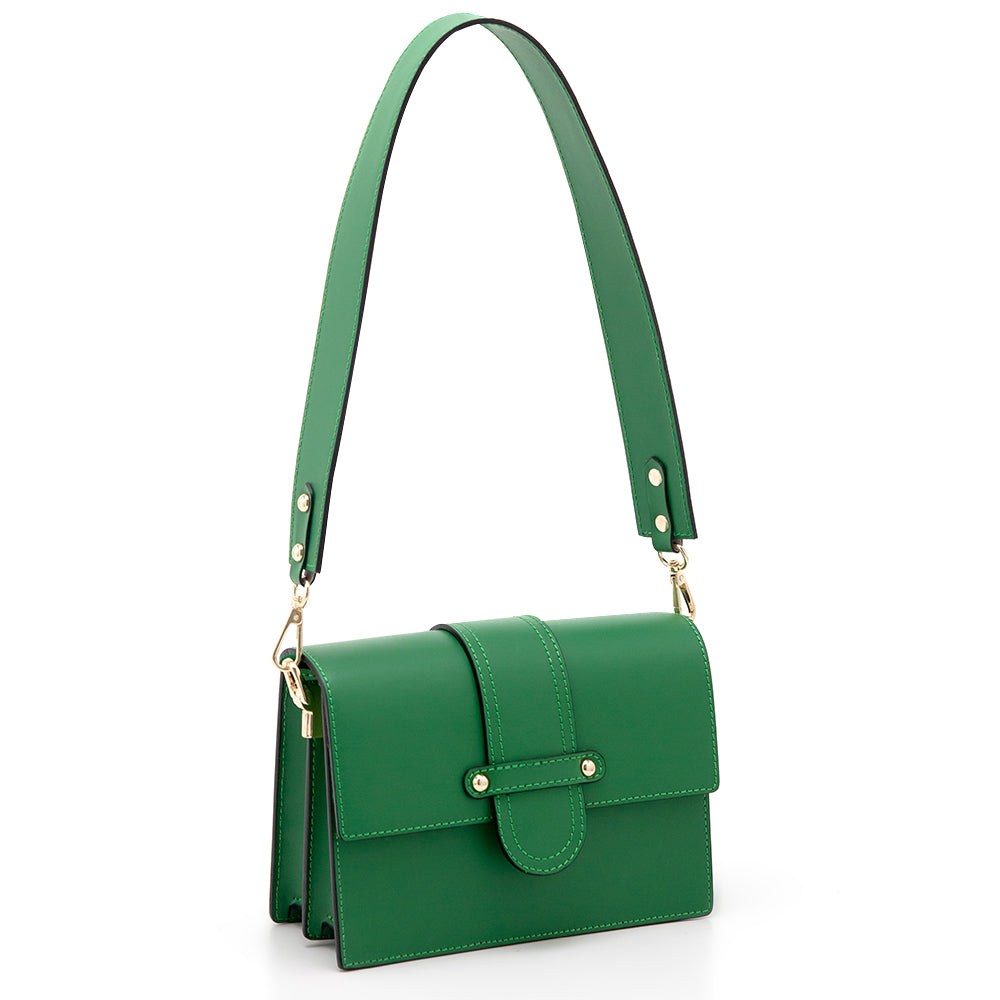 Leather bag with 2 shoulder straps "Atri", Green