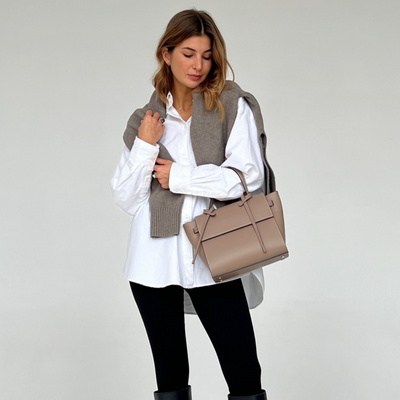 Leather bag "Arezzo", Dark beige