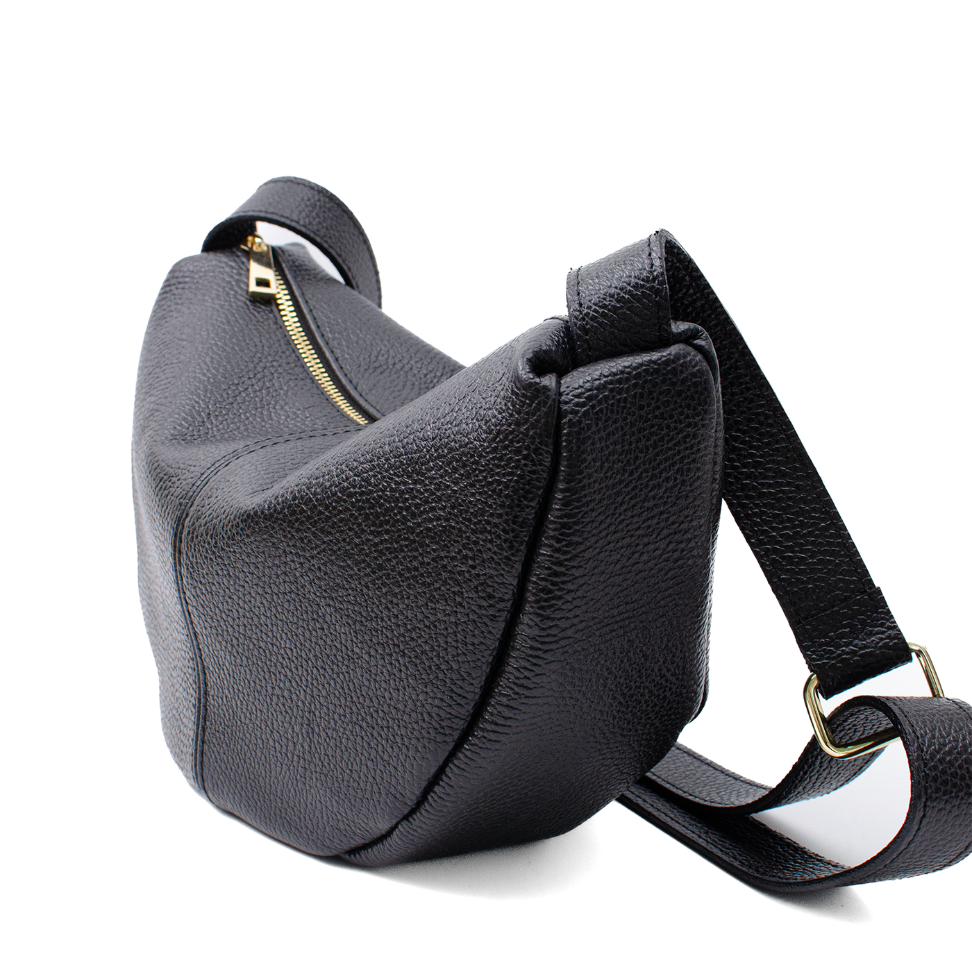 Crossbody väska i läder "Melfi" Svart