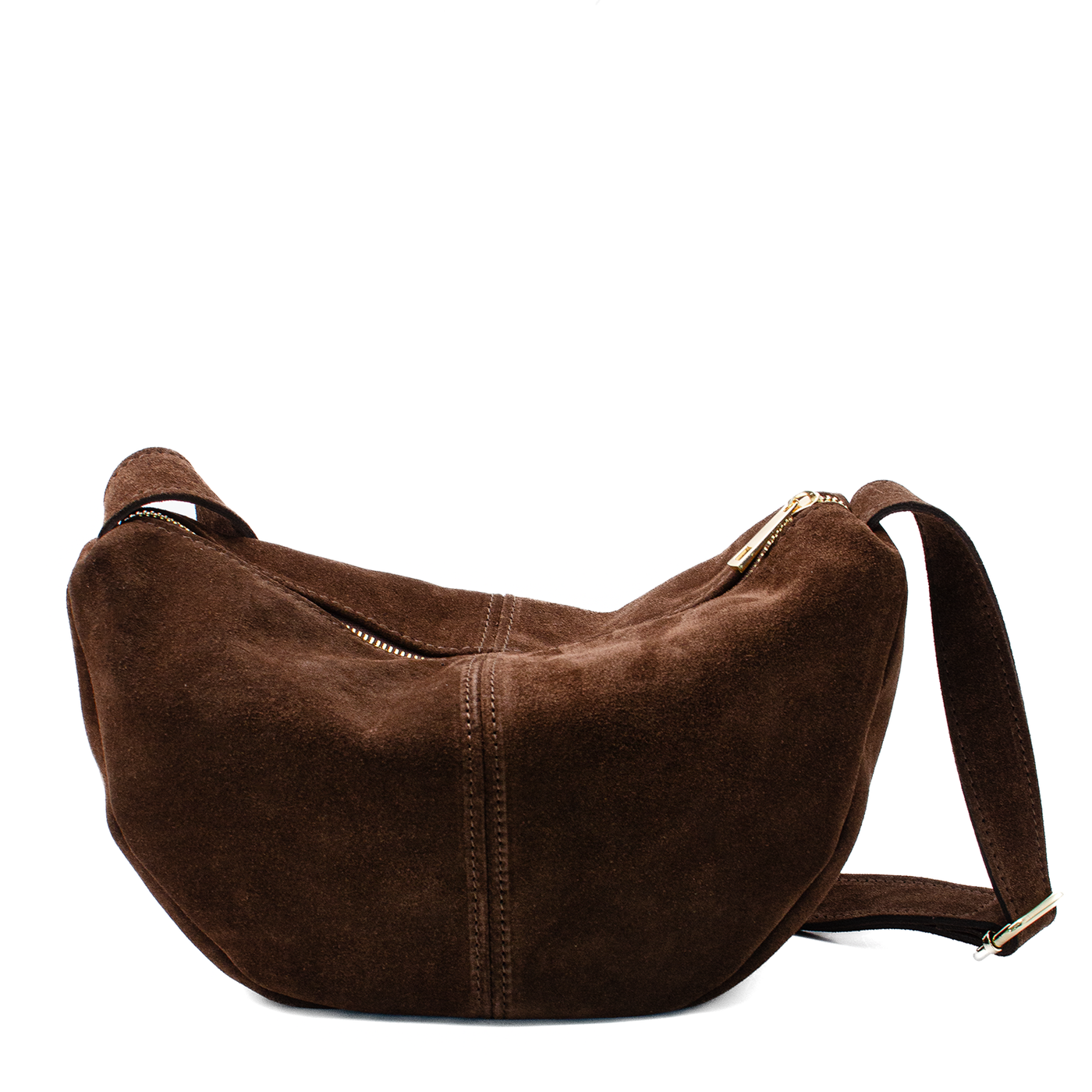 CrossBody bag in suede "Melfi" Chocolate