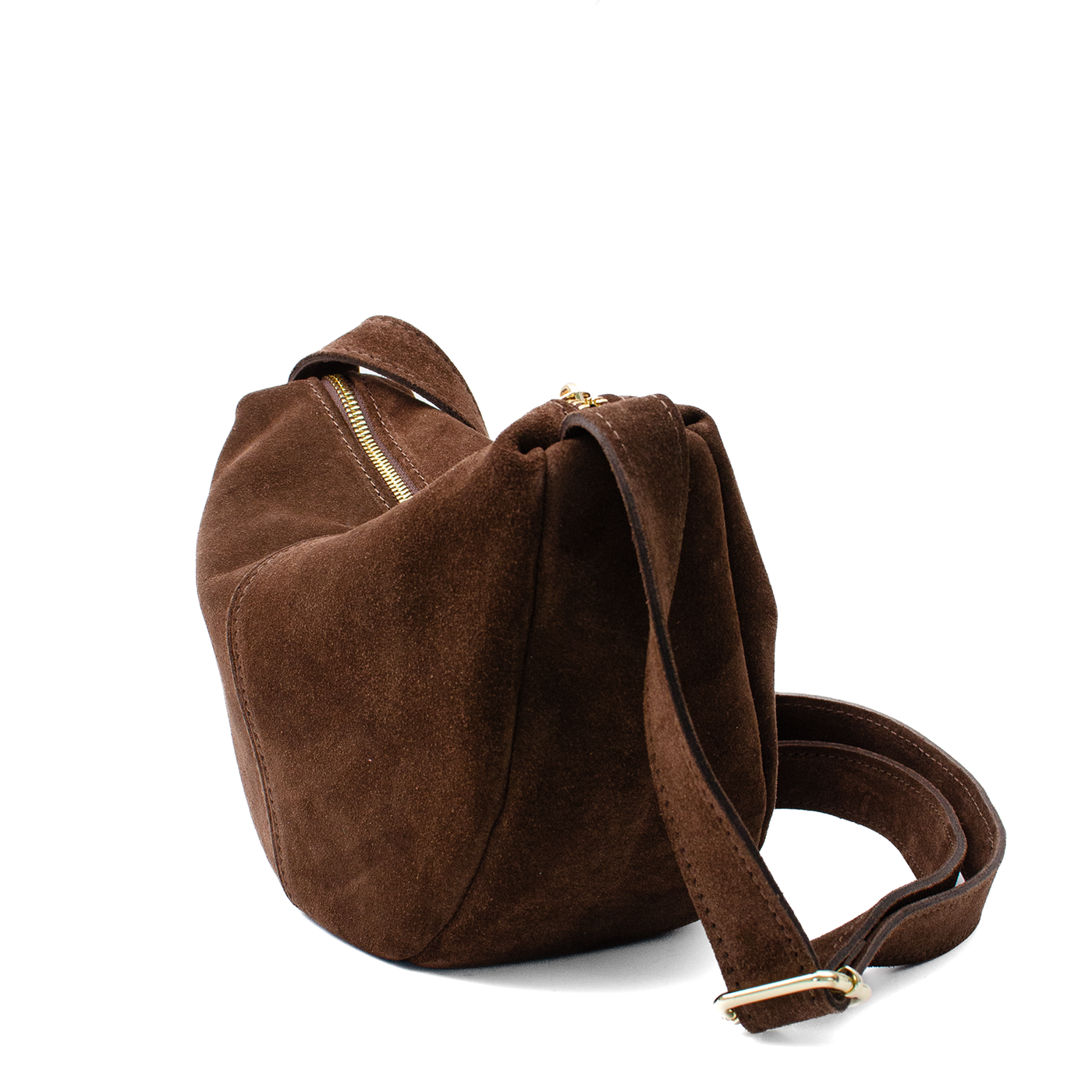 CrossBody bag in suede "Melfi" Chocolate