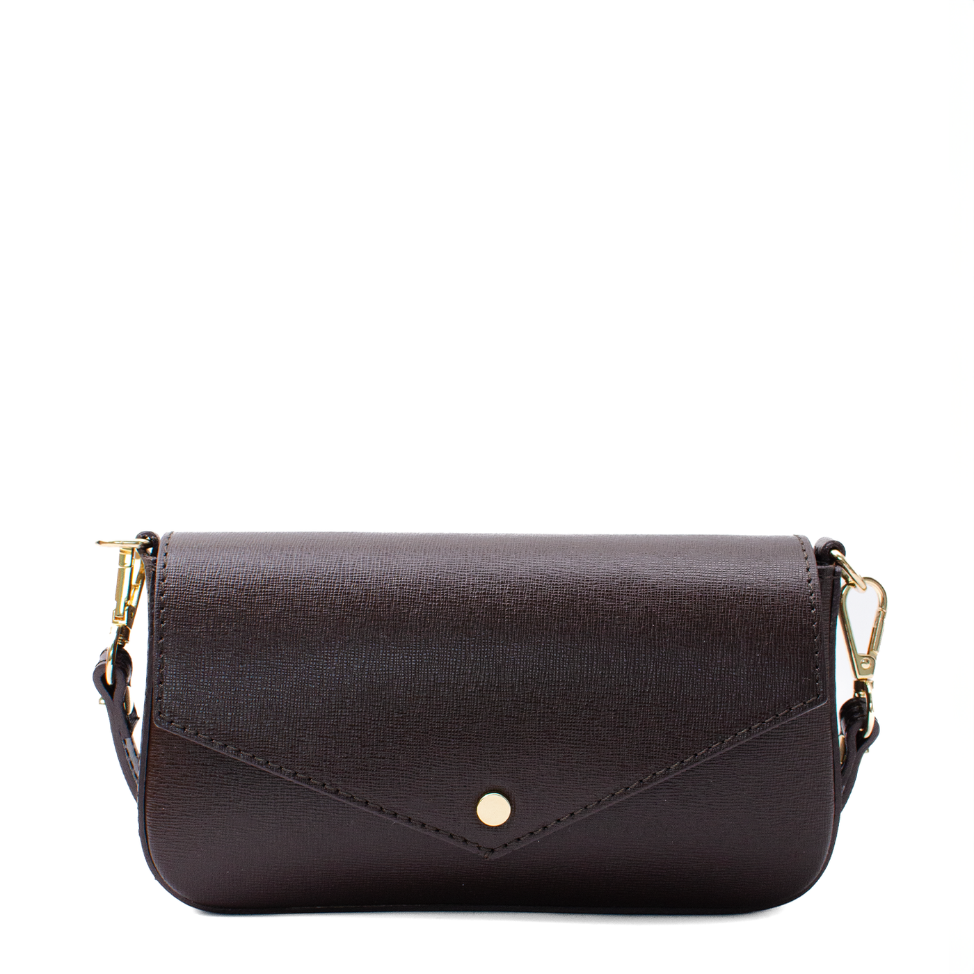 Mini-kuvertväska med kedja i saffiano läder