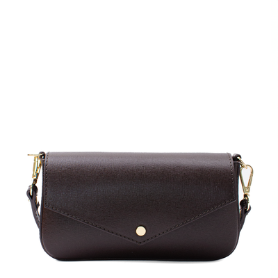 Mini-kuvertväska med kedja i saffiano läder