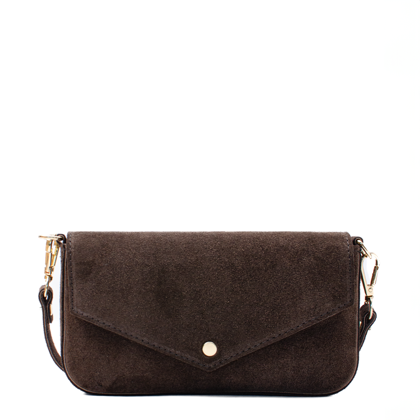 Mini-kuvertväska med kedja i äkta mocka