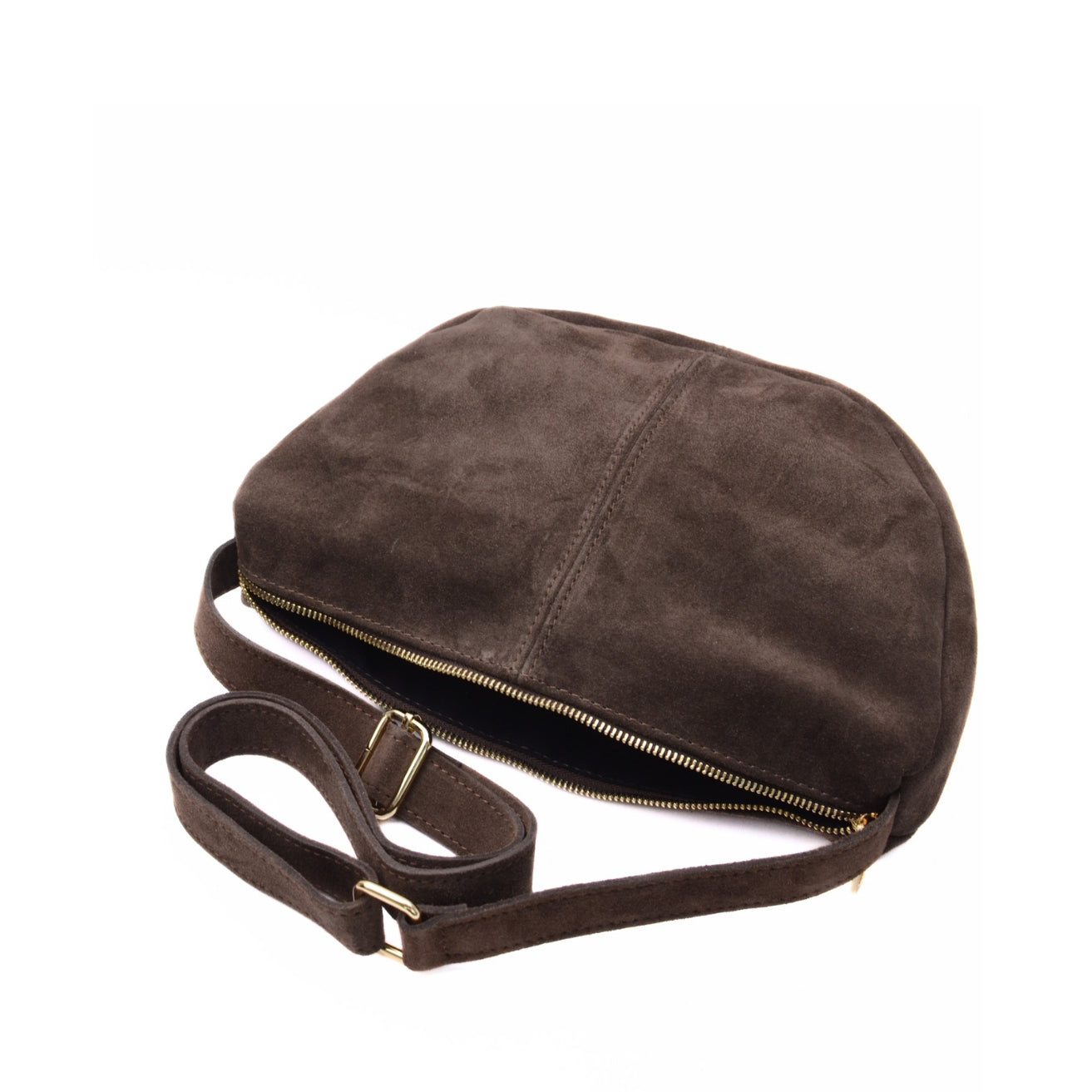 CrossBody bag in suede “Melfi” dark brown