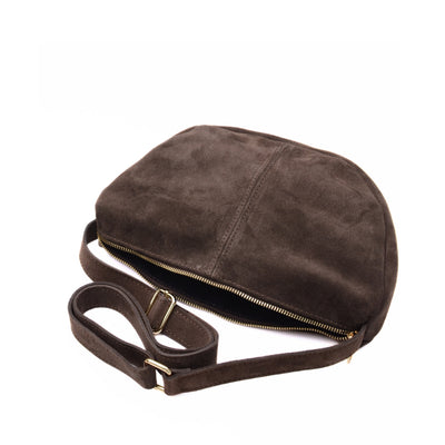 CrossBody bag in suede “Melfi” dark brown
