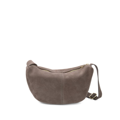 CrossBody bag in suede "Melfi" Taupe