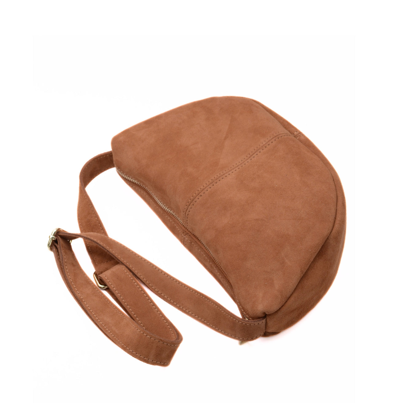 CrossBody bag in suede "Melfi" Camel